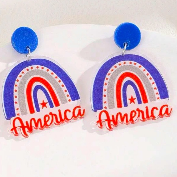 Red White and Blue America Earrings - Picture 1 of 5